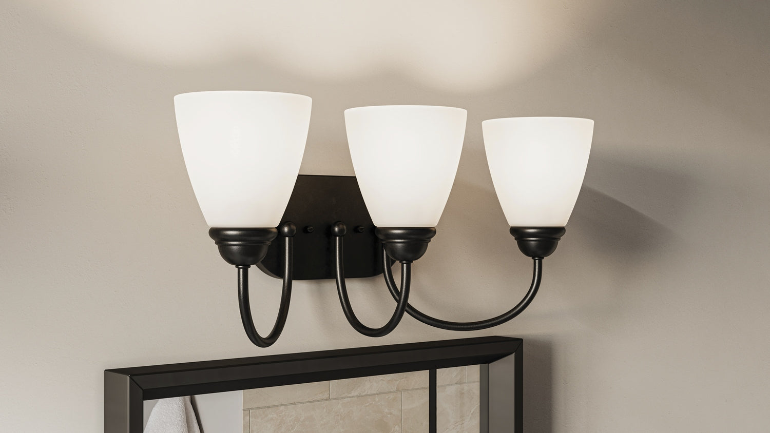 KICHLER 45639BK Jolie 3-Light Vanity Light With Satin Etched Glass In Black