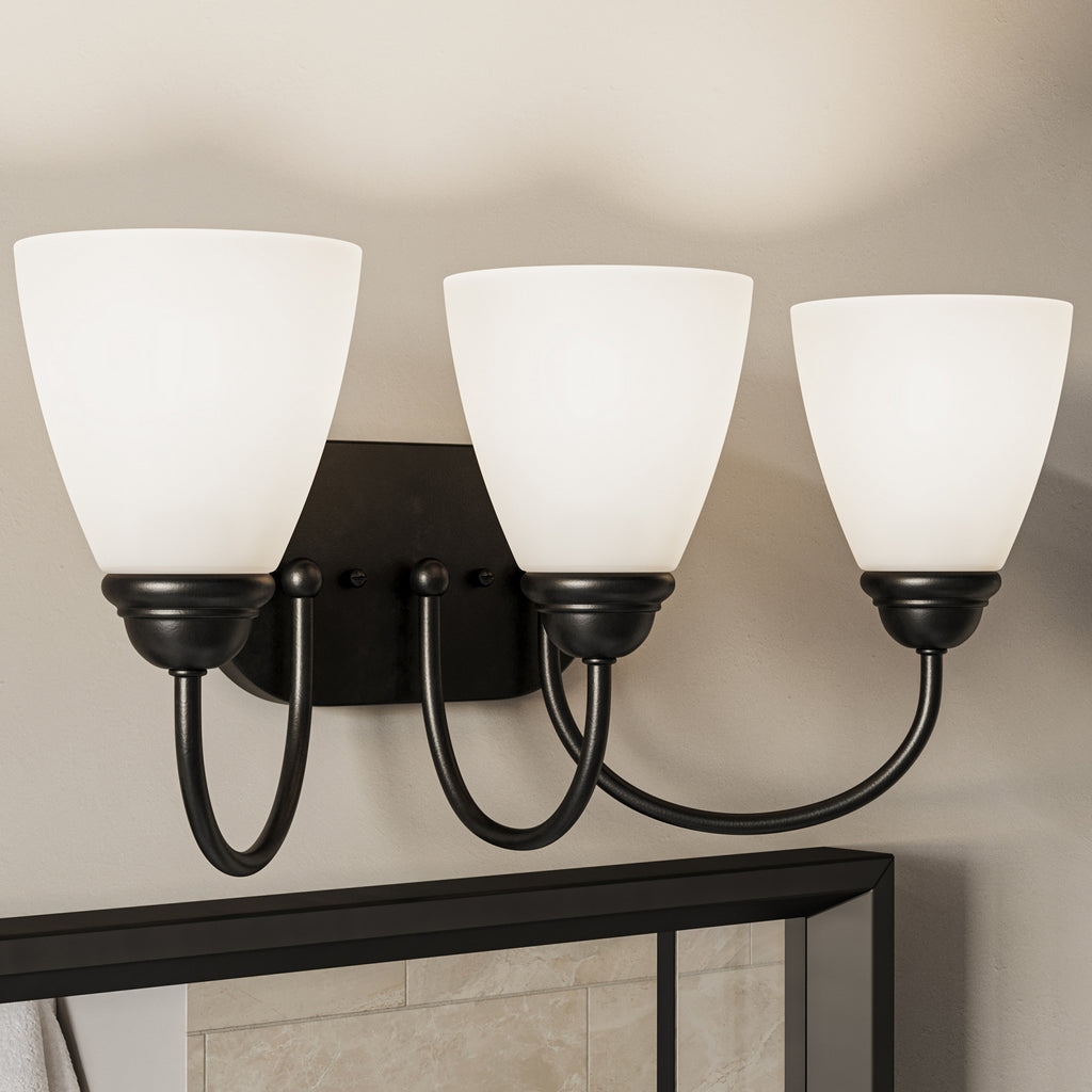 KICHLER 45639BK Jolie 3-Light Vanity Light With Satin Etched Glass In Black