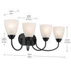KICHLER 45640BK Jolie 4-Light Vanity Light With Satin Etched Glass In Black