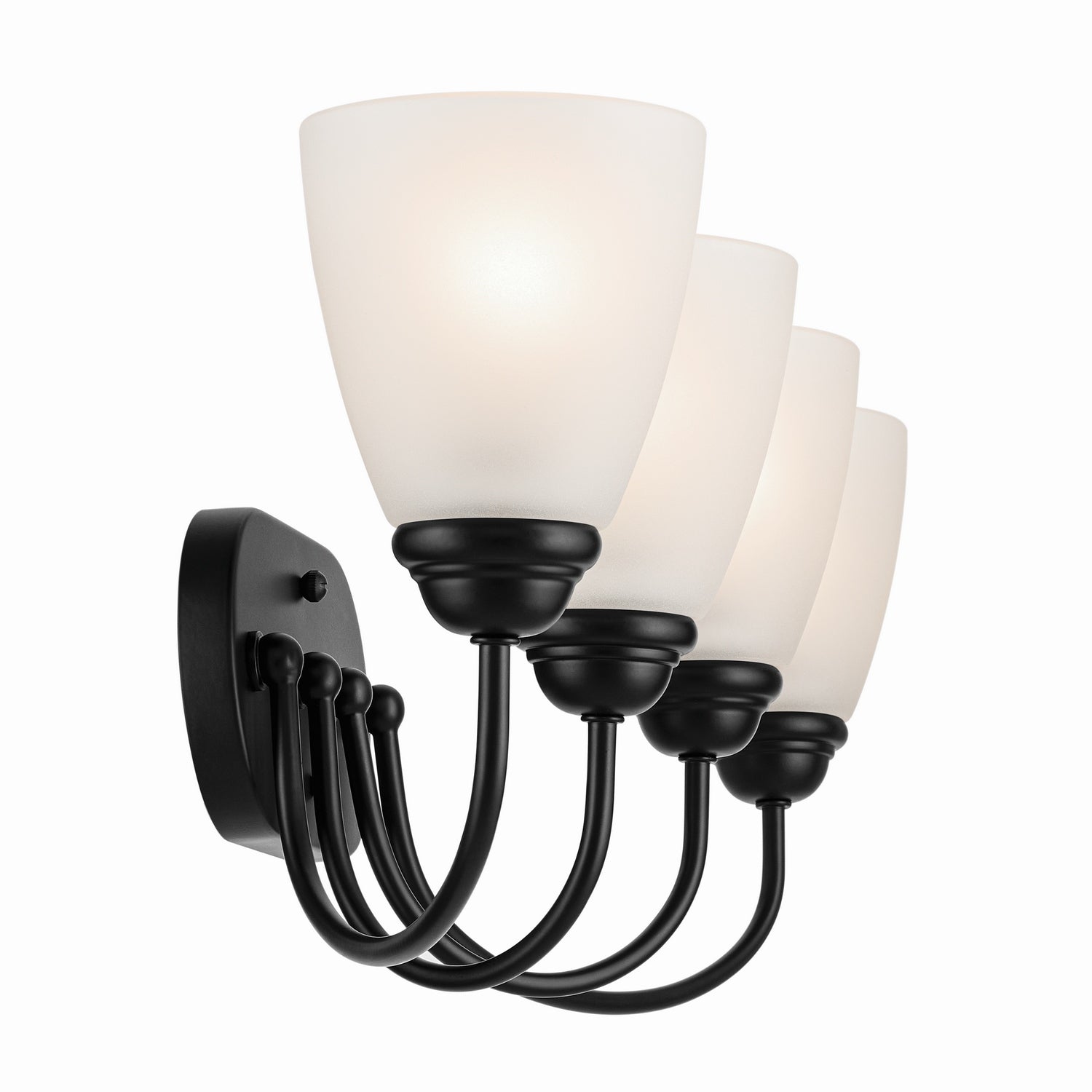 KICHLER 45640BK Jolie 4-Light Vanity Light With Satin Etched Glass In Black