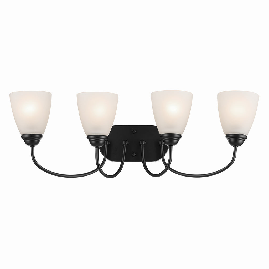 KICHLER 45640BK Jolie 4-Light Vanity Light With Satin Etched Glass In Black