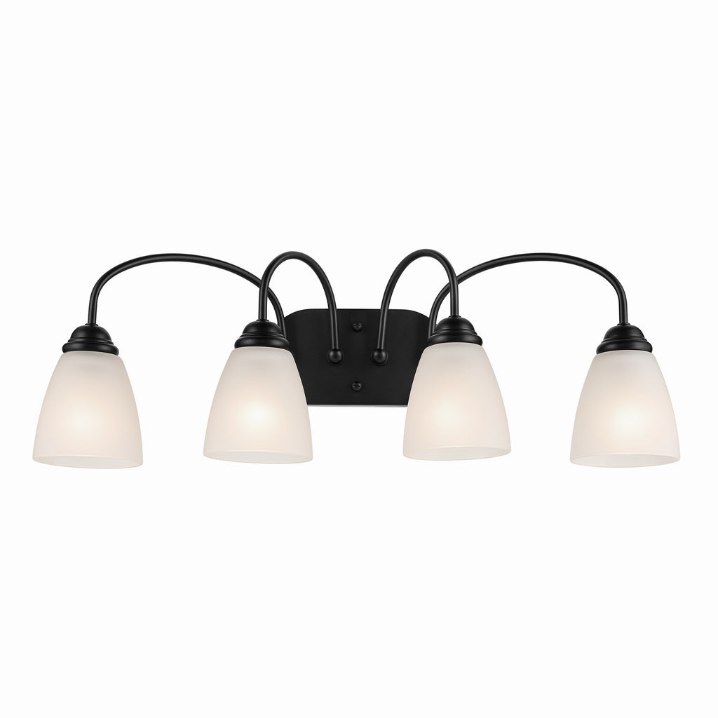 KICHLER 45640BK Jolie 4-Light Vanity Light With Satin Etched Glass In Black