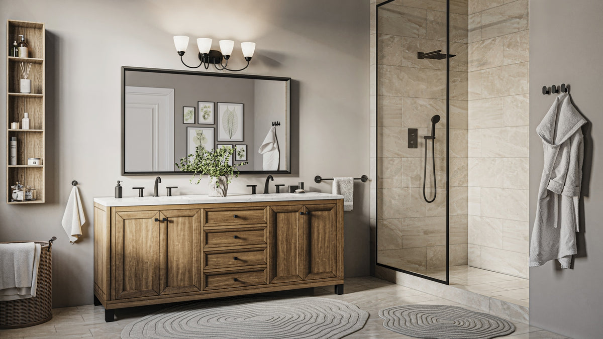 KICHLER 45640BK Jolie 4-Light Vanity Light With Satin Etched Glass In Black