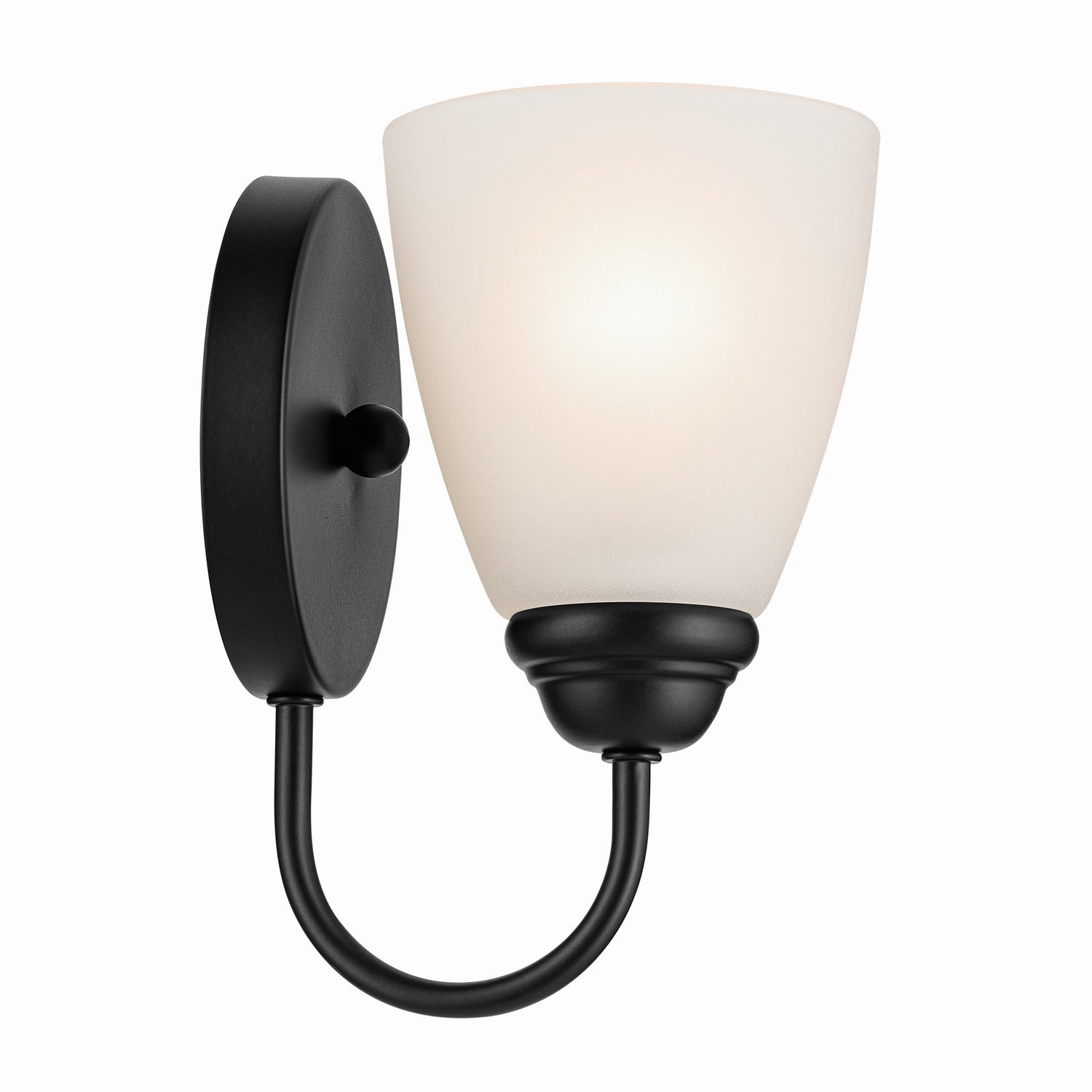 KICHLER 45637BK Jolie 1-Light Wall Sconce With Satin Etched Glass In Black