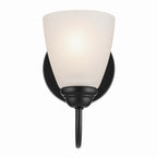 KICHLER 45637BK Jolie 1-Light Wall Sconce With Satin Etched Glass In Black