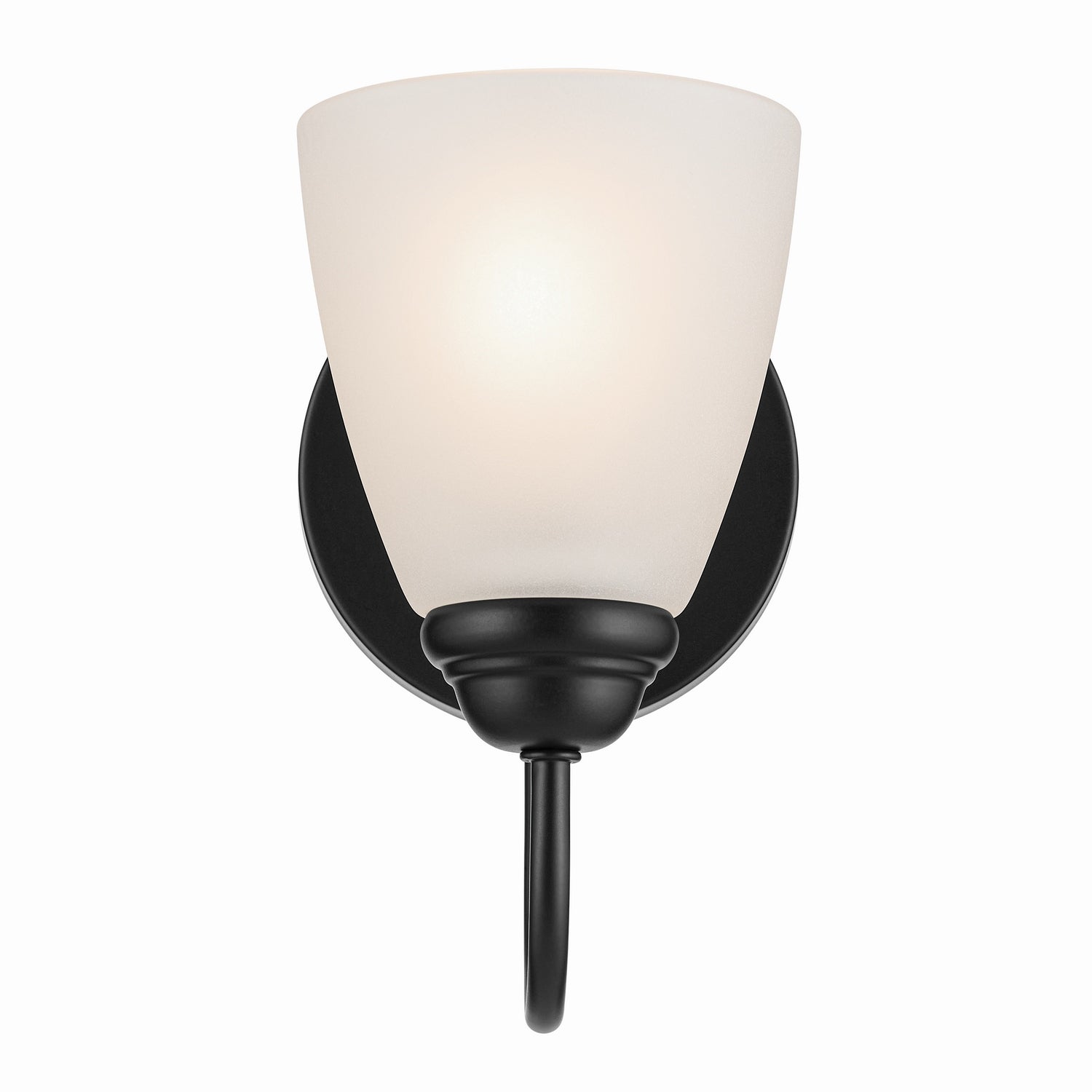KICHLER 45637BK Jolie 1-Light Wall Sconce With Satin Etched Glass In Black