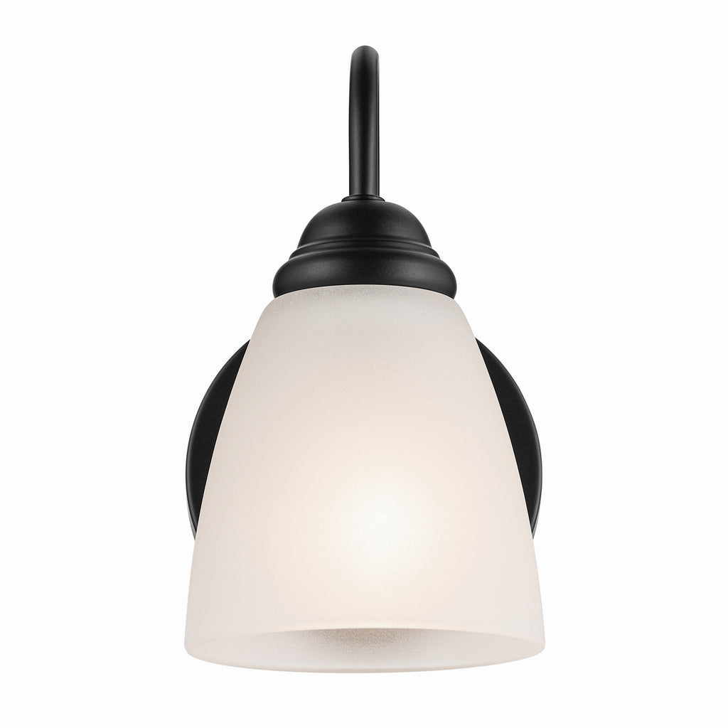 KICHLER 45637BK Jolie 1-Light Wall Sconce With Satin Etched Glass In Black