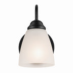KICHLER 45637BK Jolie 1-Light Wall Sconce With Satin Etched Glass In Black