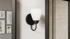 KICHLER 45637BK Jolie 1-Light Wall Sconce With Satin Etched Glass In Black