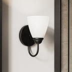 KICHLER 45637BK Jolie 1-Light Wall Sconce With Satin Etched Glass In Black