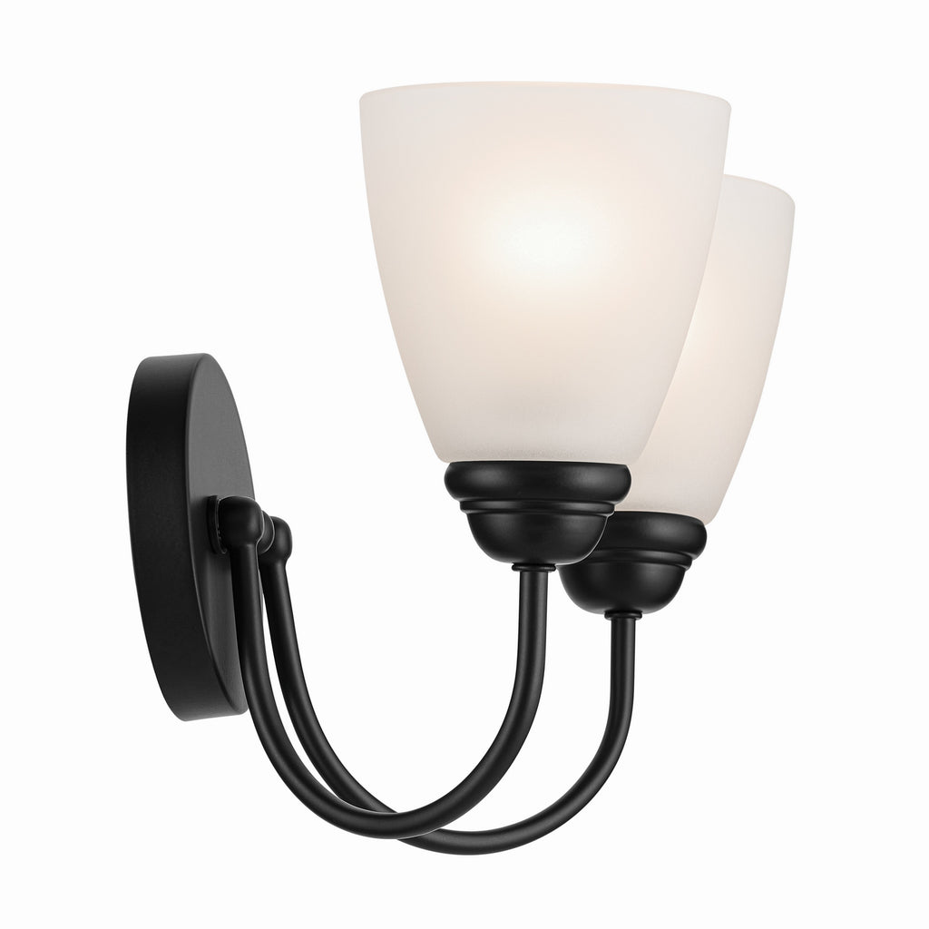 KICHLER 45638BK Jolie 2-Light Vanity Light With Satin Etched Glass In Black
