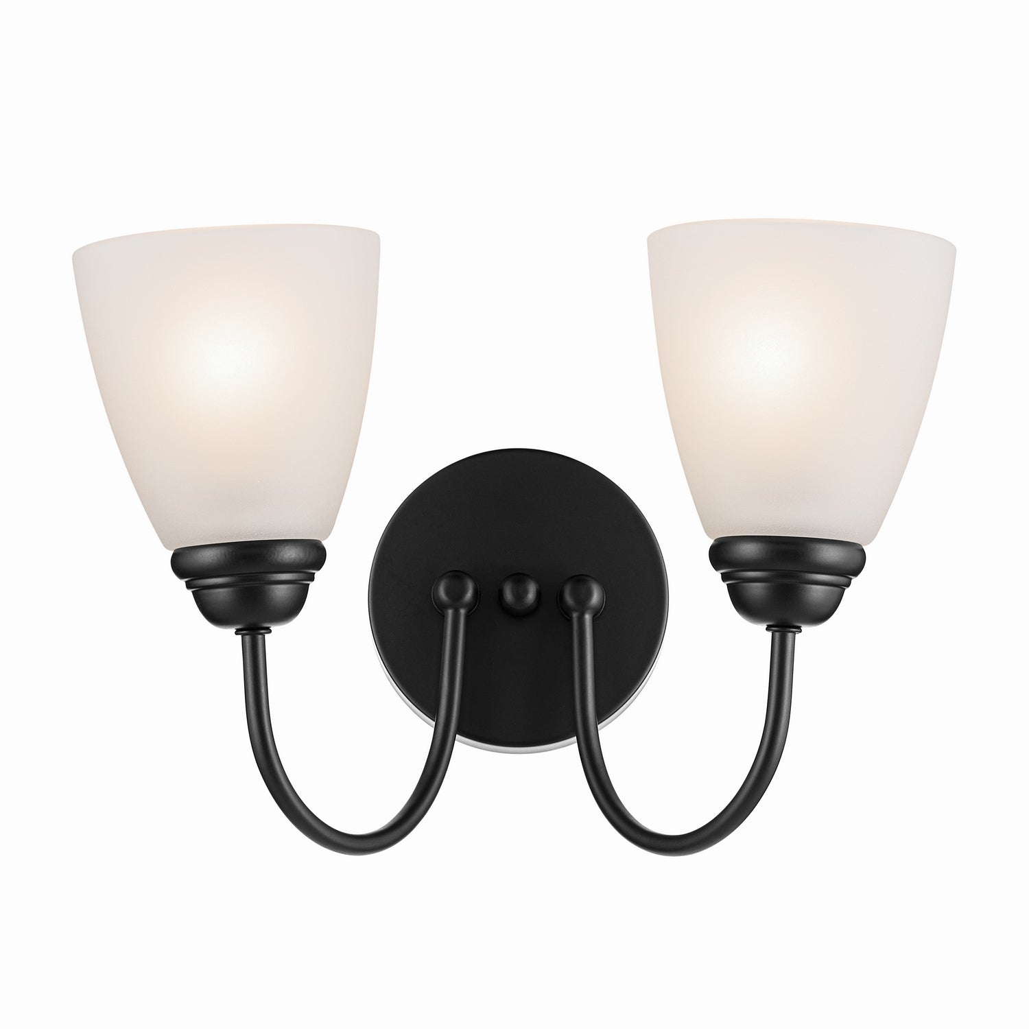 KICHLER 45638BK Jolie 2-Light Vanity Light With Satin Etched Glass In Black