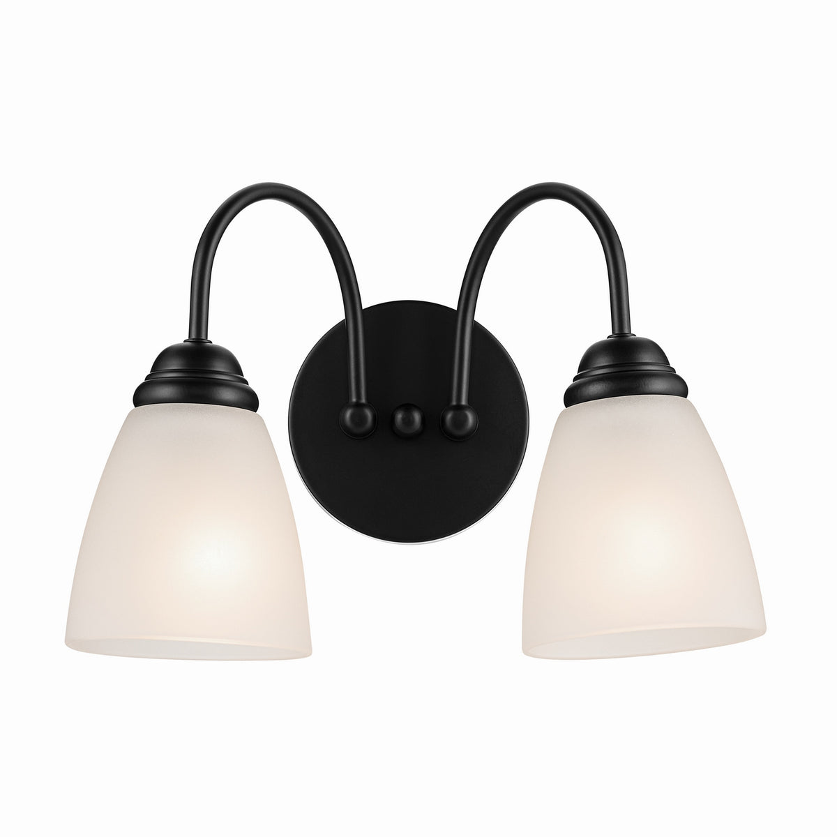 KICHLER 45638BK Jolie 2-Light Vanity Light With Satin Etched Glass In Black