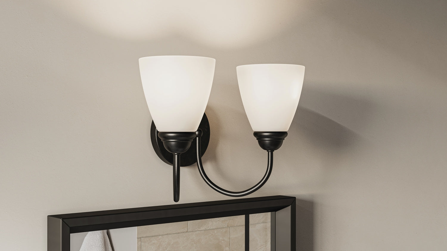 KICHLER 45638BK Jolie 2-Light Vanity Light With Satin Etched Glass In Black