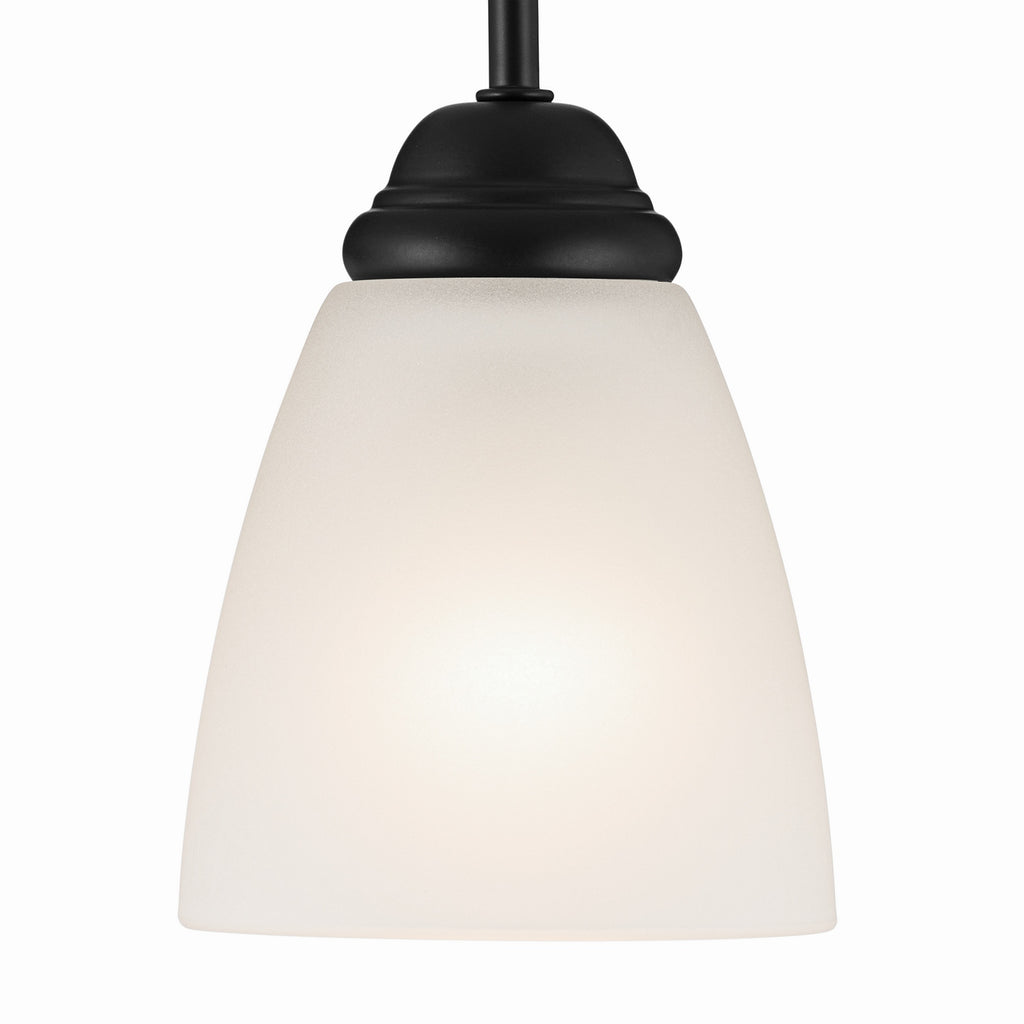 KICHLER 43640BK Jolie 1-Light Mini Pendant With Satin Etched Glass In Black