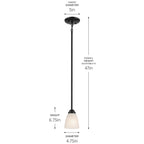 KICHLER 43640BK Jolie 1-Light Mini Pendant With Satin Etched Glass In Black
