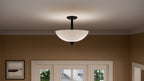 KICHLER 43641BK Jolie 2-Light Pendant Semi Flush With Satin Etched Glass In Black