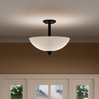 KICHLER 43641BK Jolie 2-Light Pendant Semi Flush With Satin Etched Glass In Black
