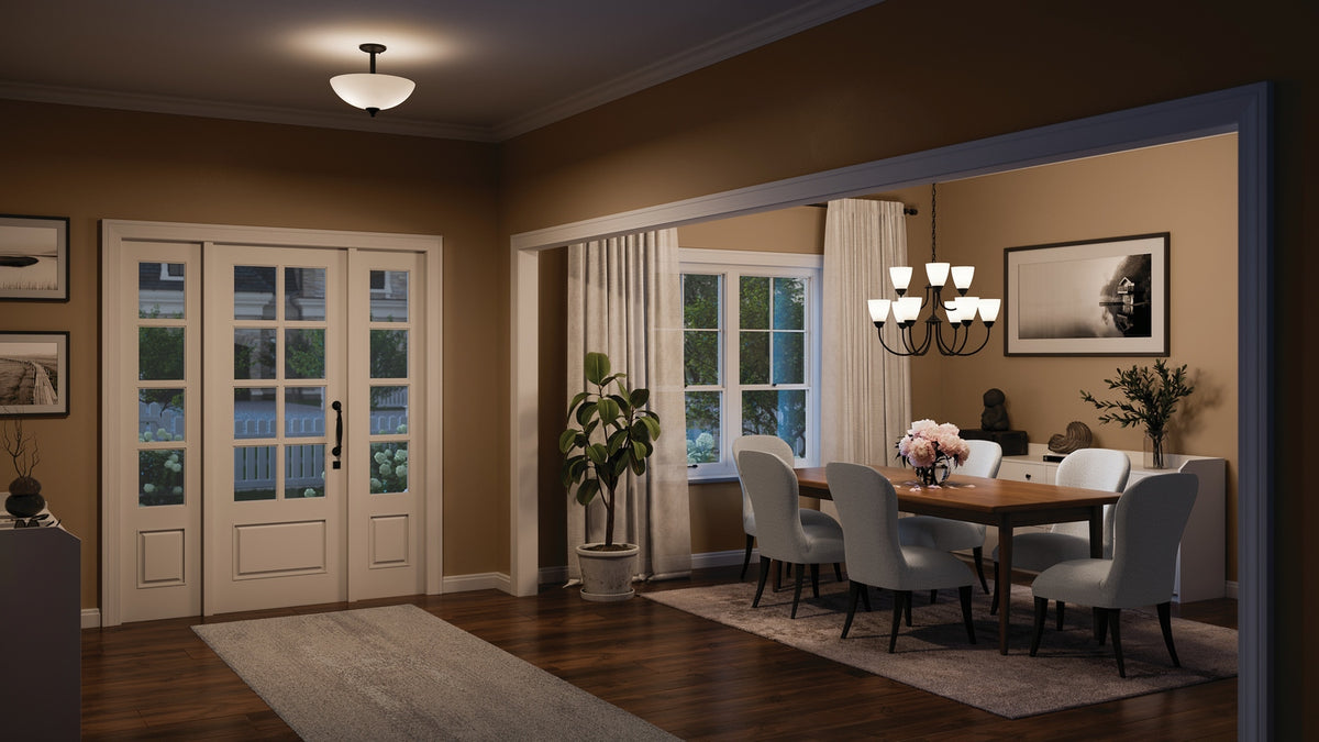 KICHLER 43641BK Jolie 2-Light Pendant Semi Flush With Satin Etched Glass In Black