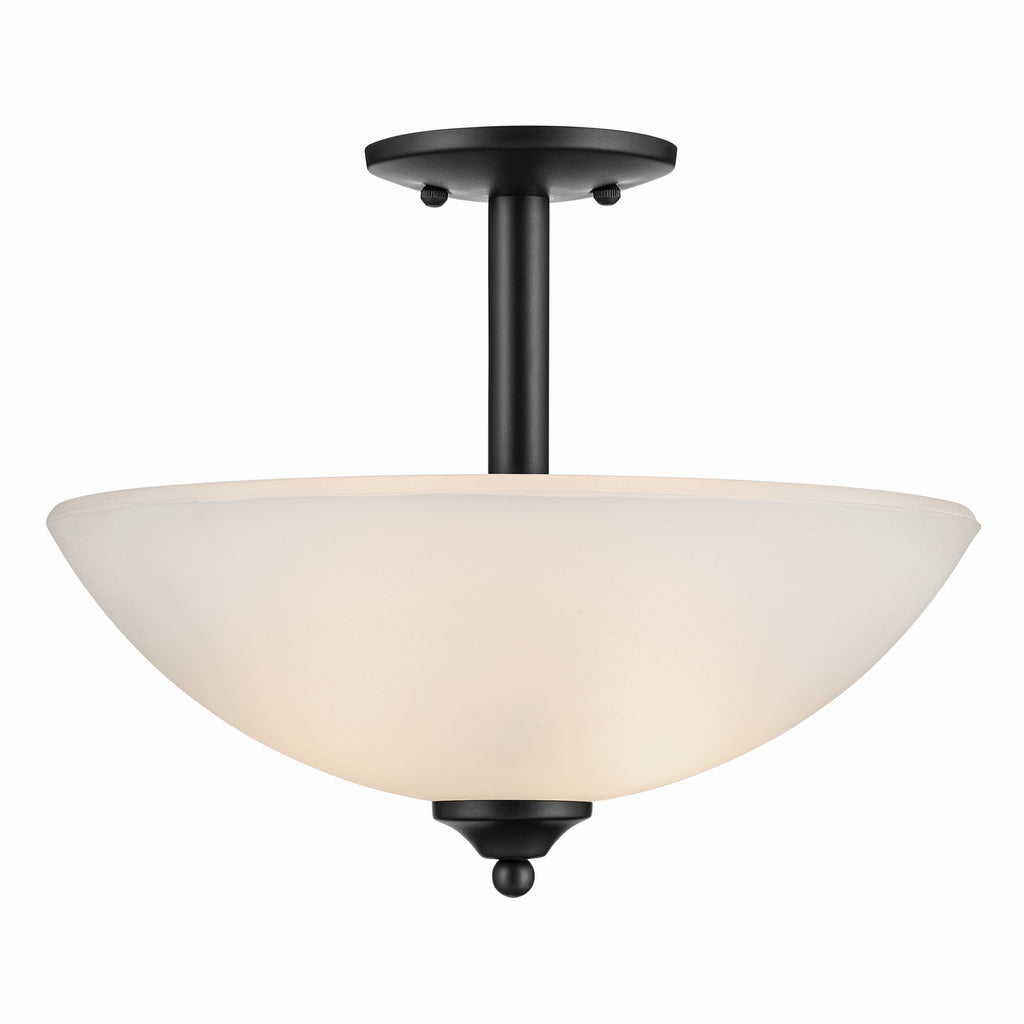 KICHLER 43641BK Jolie 2-Light Pendant Semi Flush With Satin Etched Glass In Black