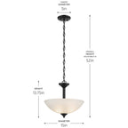 KICHLER 43641BK Jolie 2-Light Pendant Semi Flush With Satin Etched Glass In Black