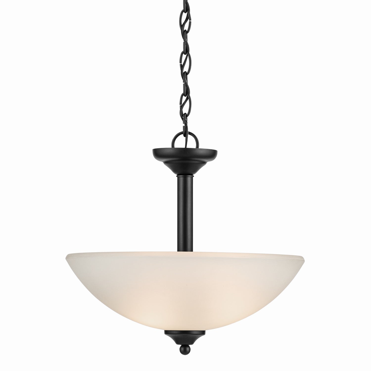 KICHLER 43641BK Jolie 2-Light Pendant Semi Flush With Satin Etched Glass In Black