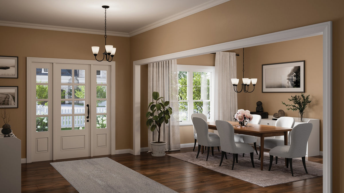 KICHLER 43638BK Jolie 5-Light Chandelier With Satin Etched Glass In Black
