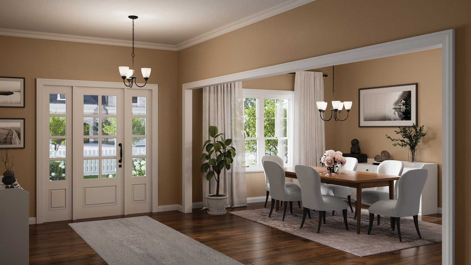 KICHLER 43638BK Jolie 5-Light Chandelier With Satin Etched Glass In Black