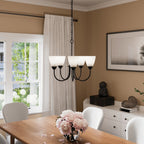 KICHLER 43638BK Jolie 5-Light Chandelier With Satin Etched Glass In Black