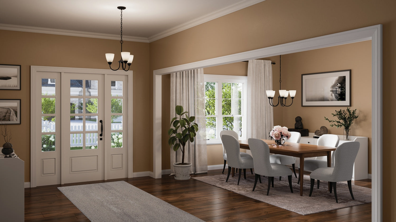 KICHLER 43637BK Jolie 3-Light Mini Chandelier With Satin Etched Glass In Black