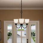 KICHLER 43637BK Jolie 3-Light Mini Chandelier With Satin Etched Glass In Black