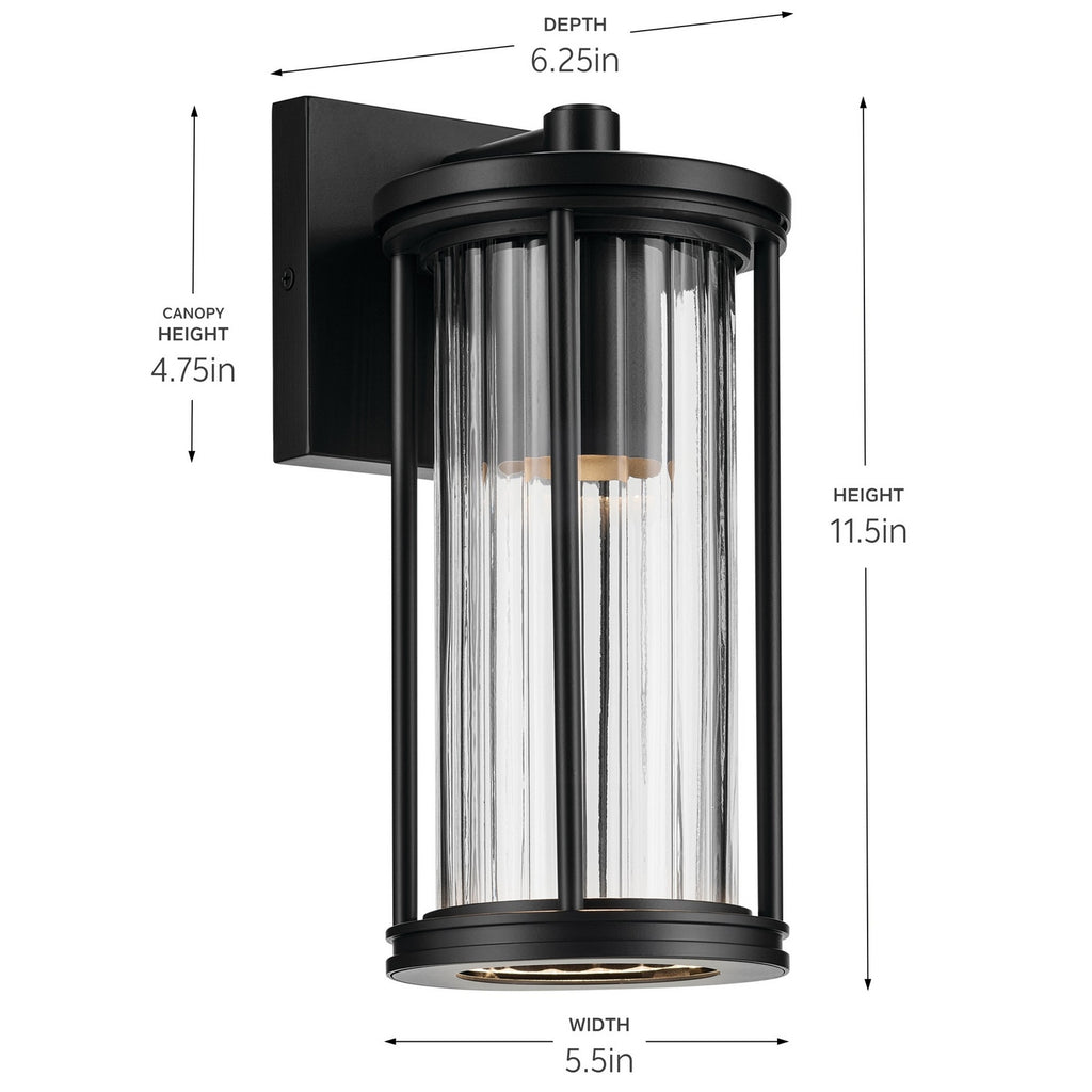 KICHLER 59022BKDS Barras One Light Outdoor Wall Mount Black