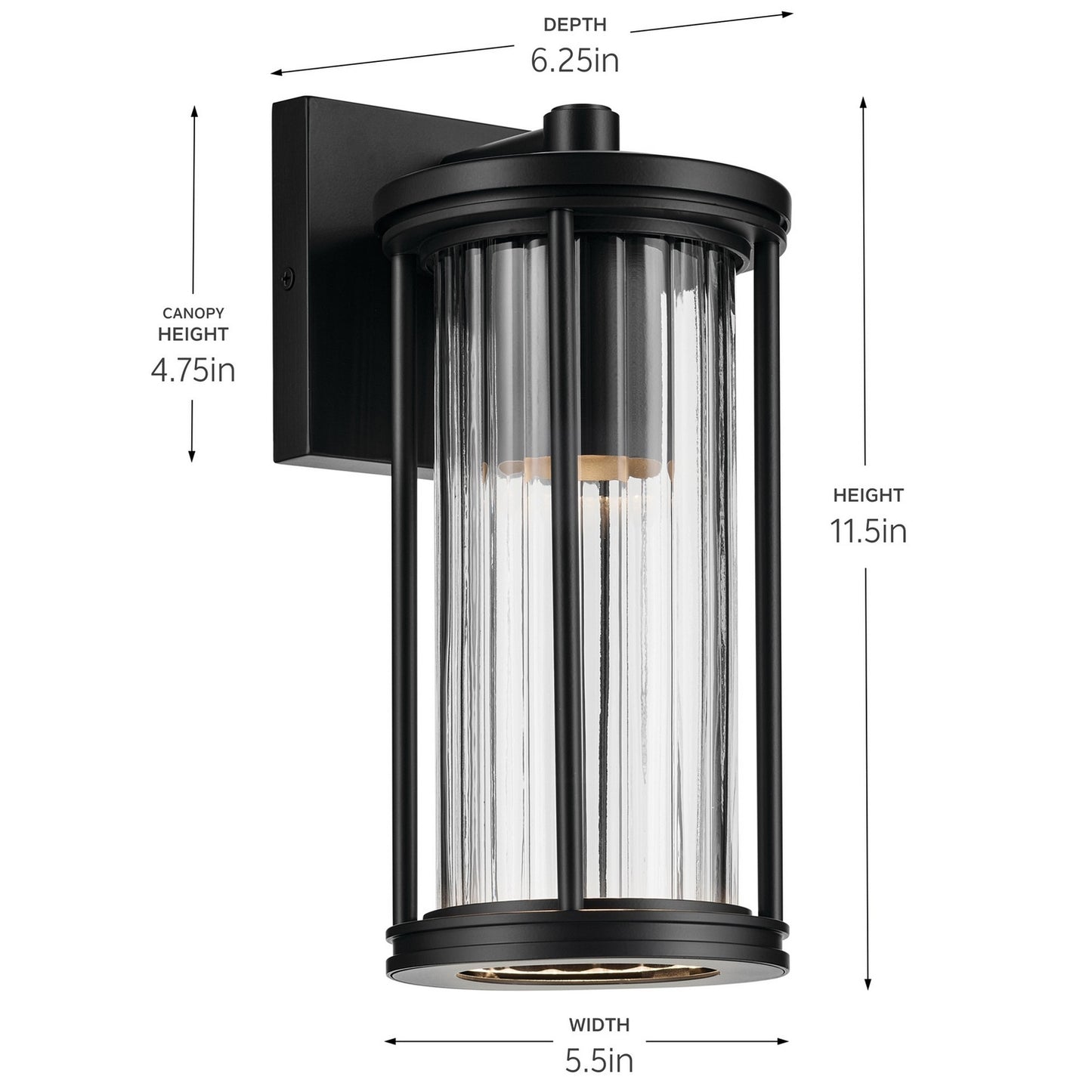 KICHLER 59022BKDS Barras One Light Outdoor Wall Mount Black