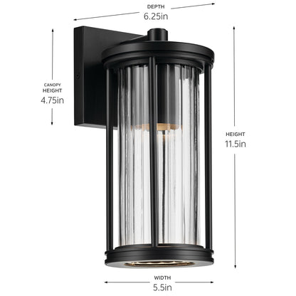 KICHLER 59022BKDS Barras One Light Outdoor Wall Mount Black