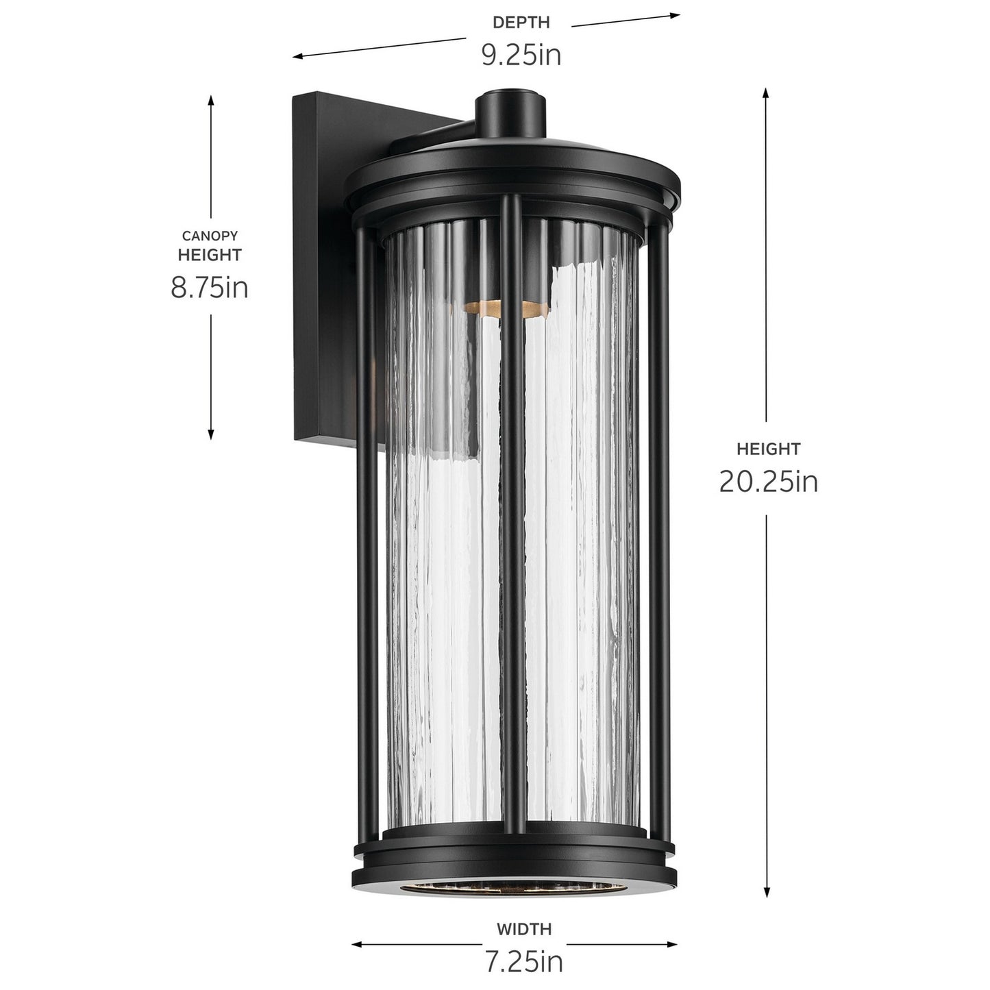 KICHLER 59024BKDS Barras One Light Outdoor Wall Mount Black