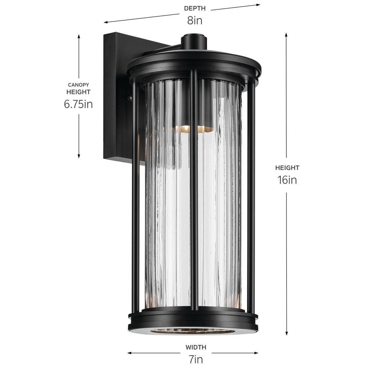 KICHLER 59023BKDS Barras One Light Outdoor Wall Mount Black