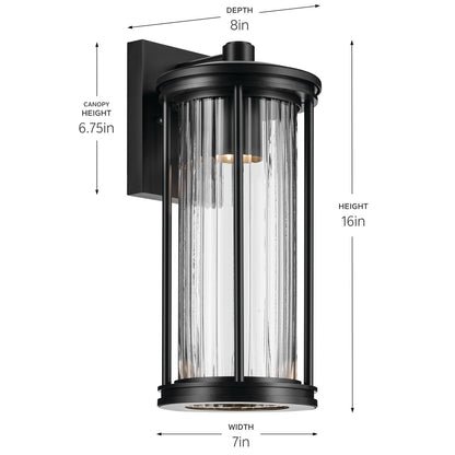 KICHLER 59023BKDS Barras One Light Outdoor Wall Mount Black
