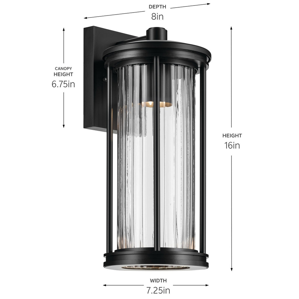 KICHLER 59023BKDS Barras One Light Outdoor Wall Mount Black