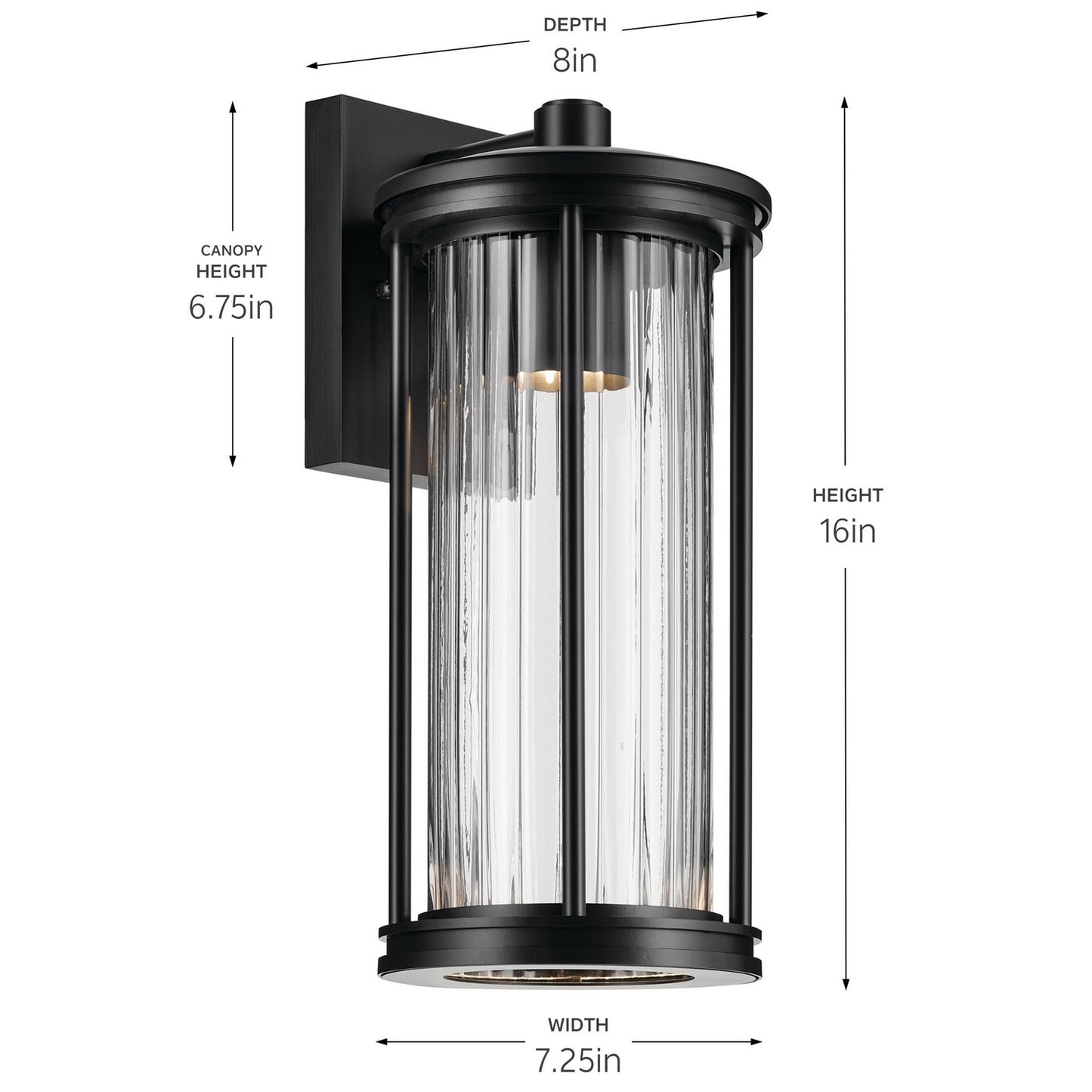 KICHLER 59023BKDS Barras One Light Outdoor Wall Mount Black