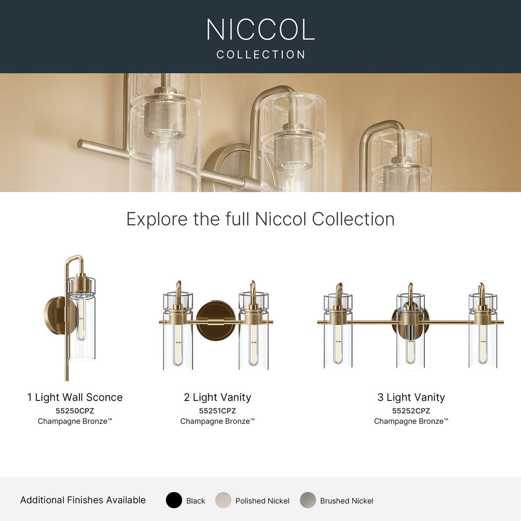 KICHLER 55250CPZ Niccol One Light Wall Sconce