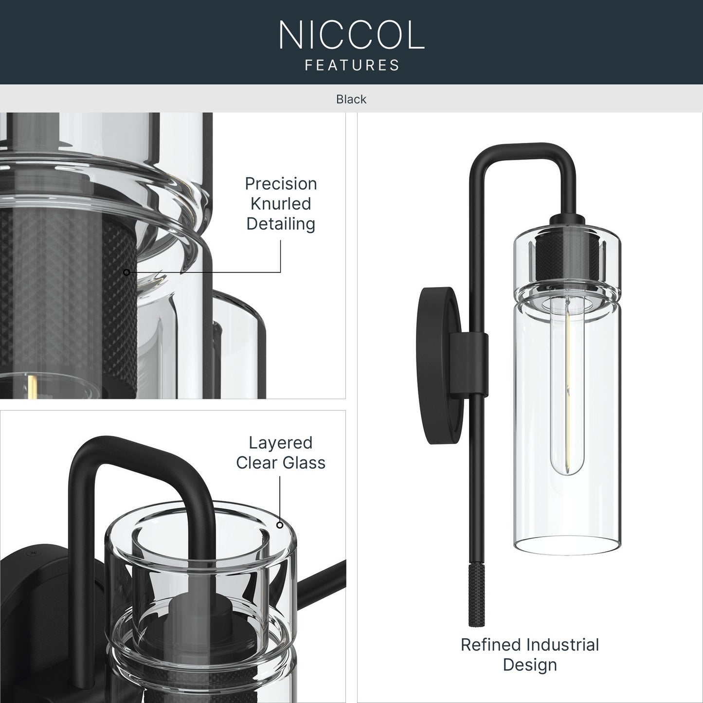 KICHLER 55250BK Niccol One Light Wall Sconce