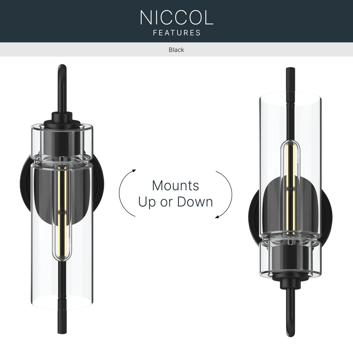 KICHLER 55250BK Niccol One Light Wall Sconce