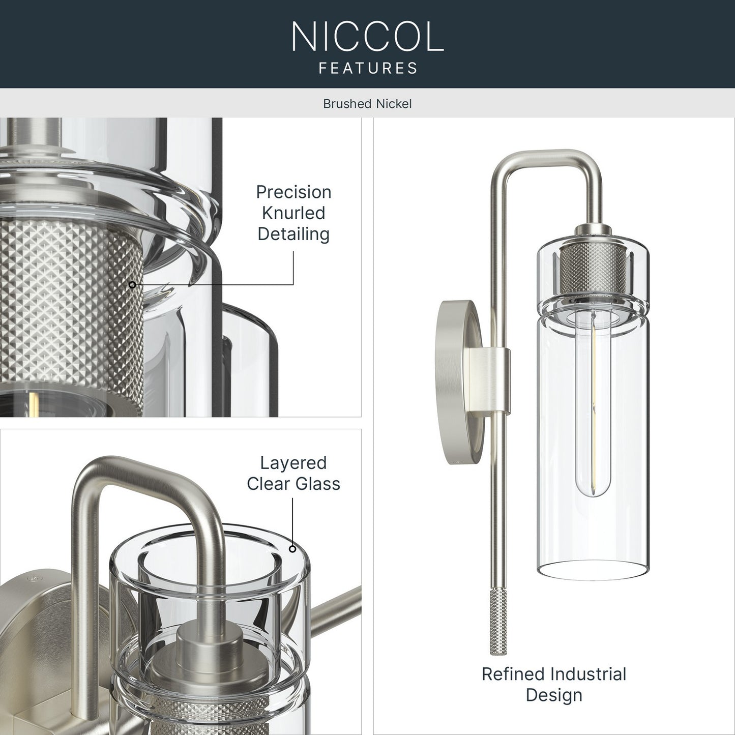 KICHLER 55250NI Niccol One Light Wall Sconce