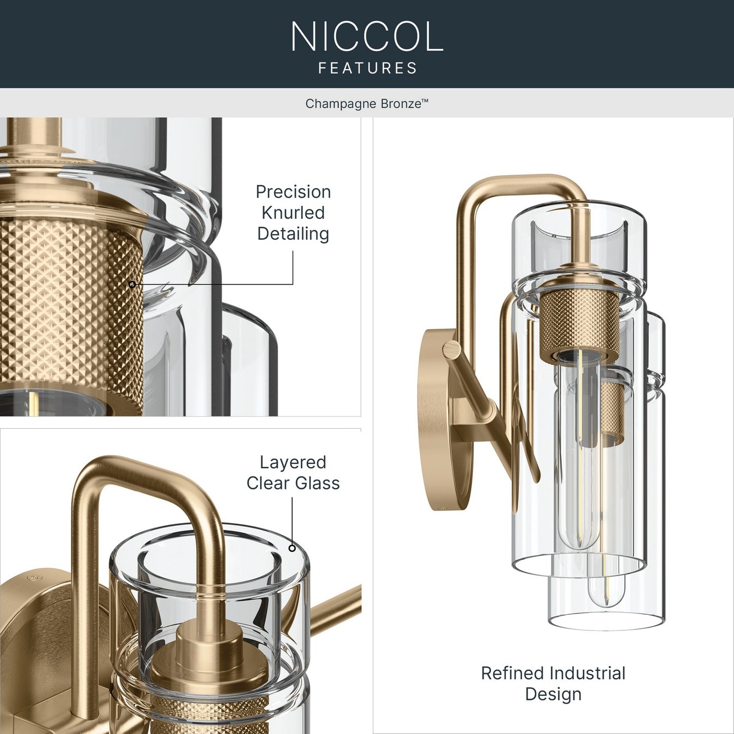 KICHLER 55251CPZ Niccol Two Light Bath