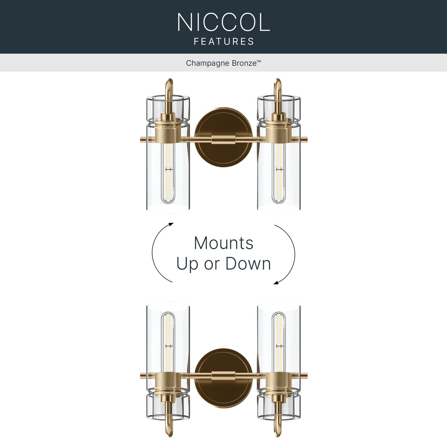KICHLER 55251CPZ Niccol Two Light Bath
