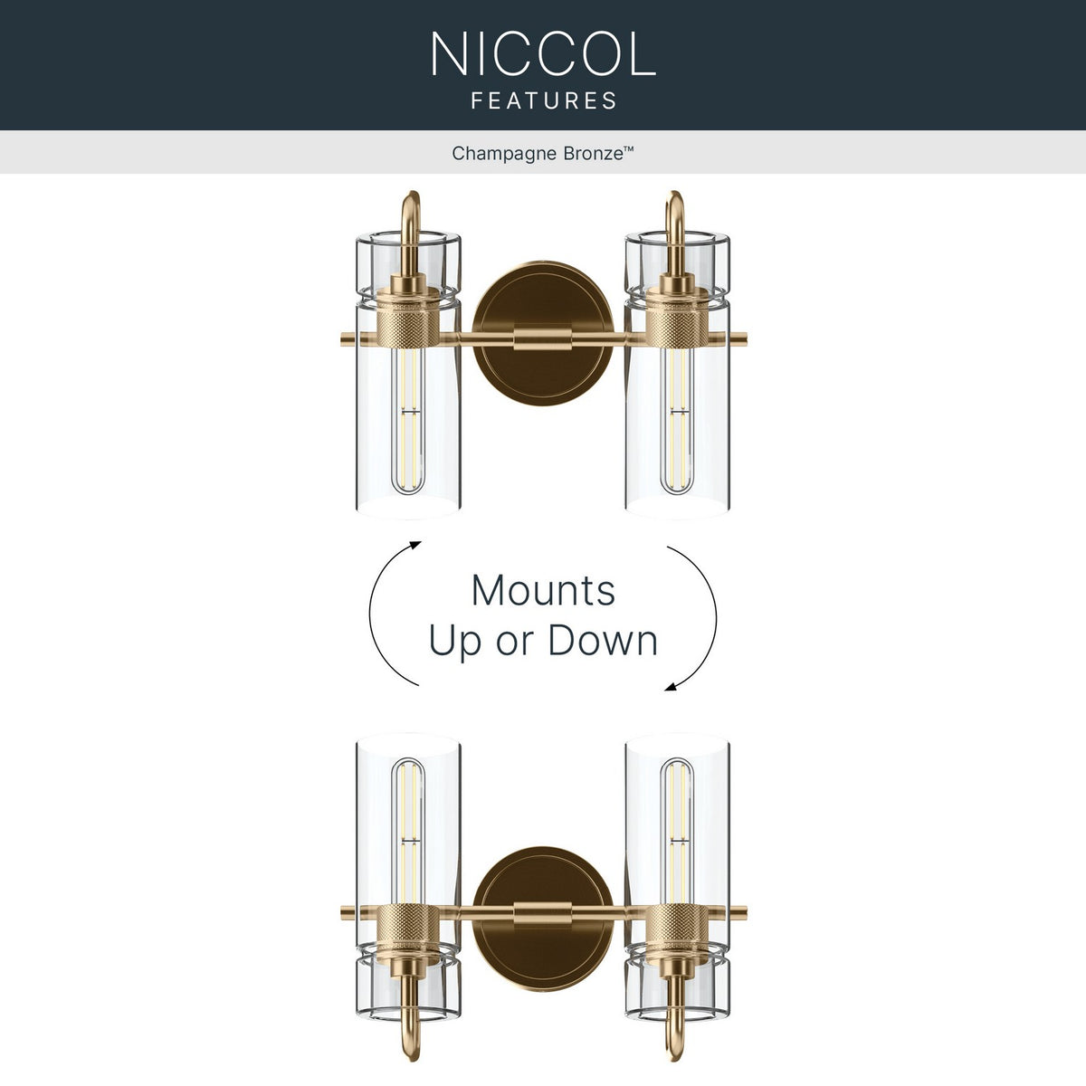 KICHLER 55251CPZ Niccol Two Light Bath