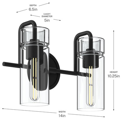 KICHLER 55251BK Niccol Two Light Bath