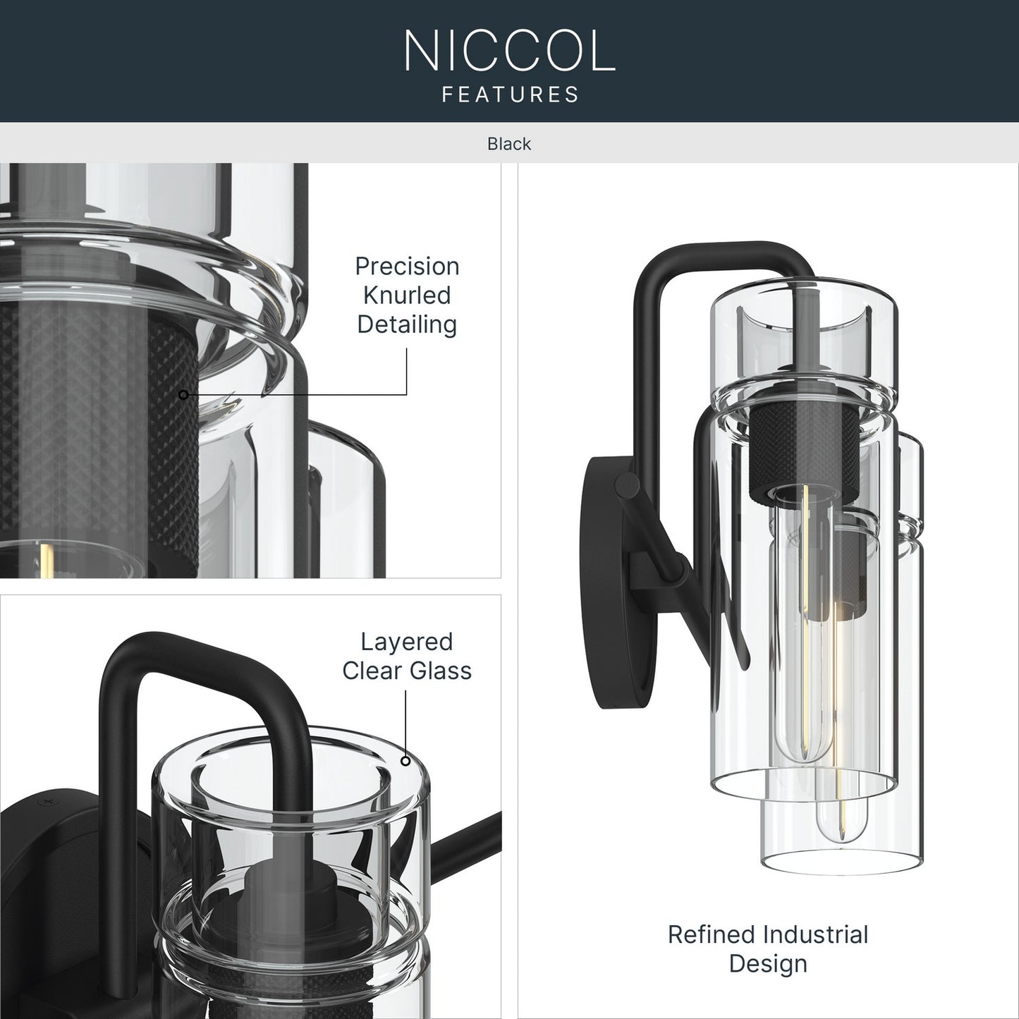 KICHLER 55251BK Niccol Two Light Bath
