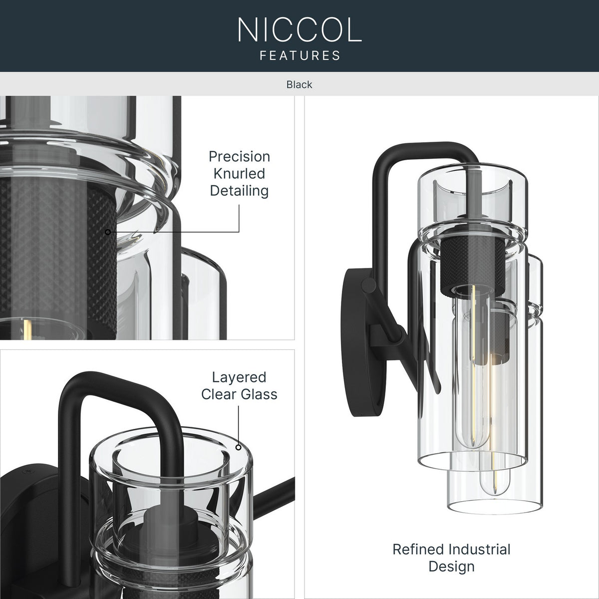 KICHLER 55251BK Niccol Two Light Bath