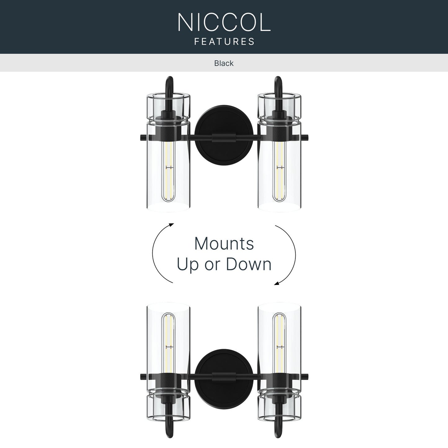 KICHLER 55251BK Niccol Two Light Bath